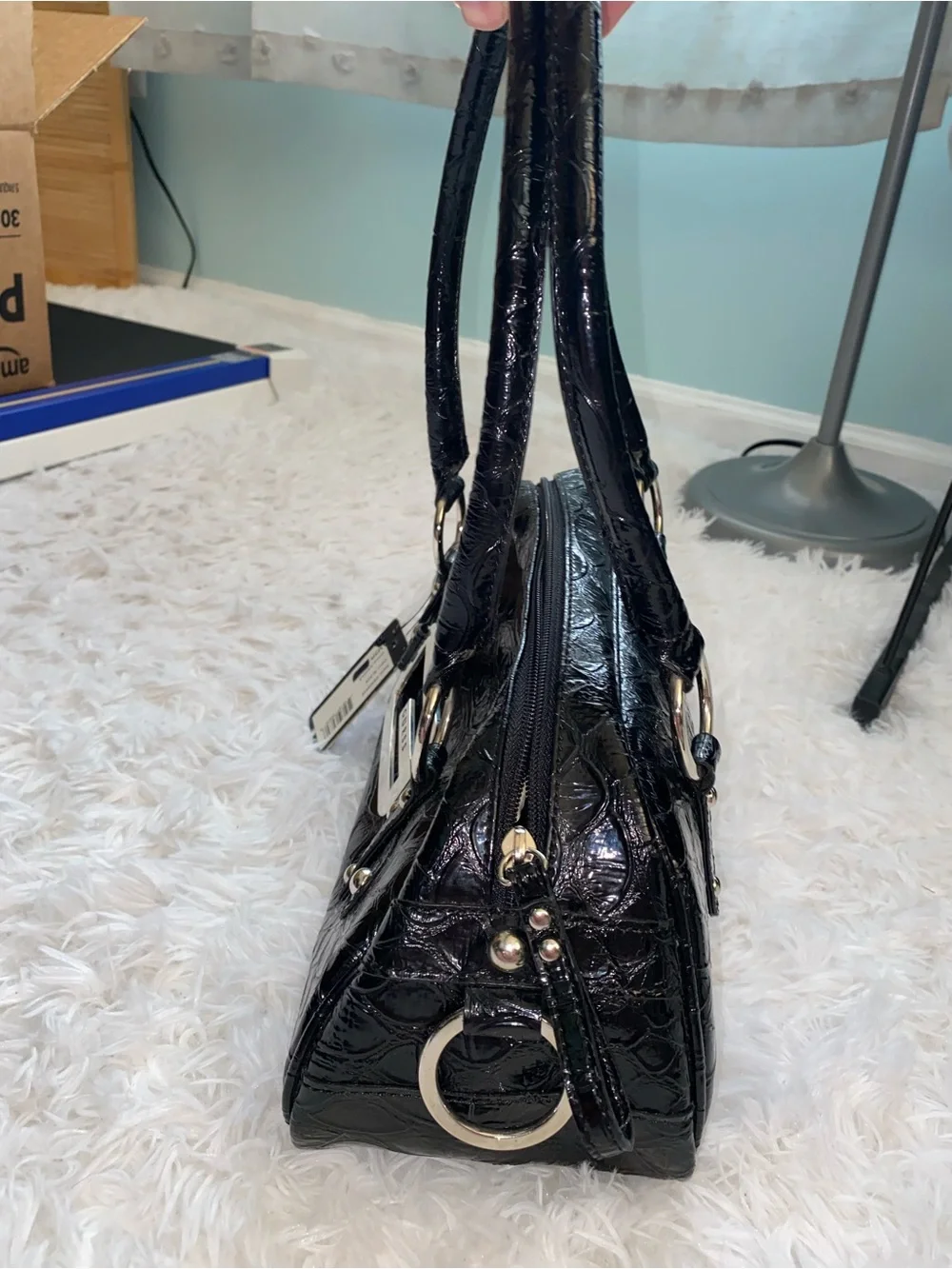Guess vintage y2k patent leather croc embossed shoulder bag McBling NWT